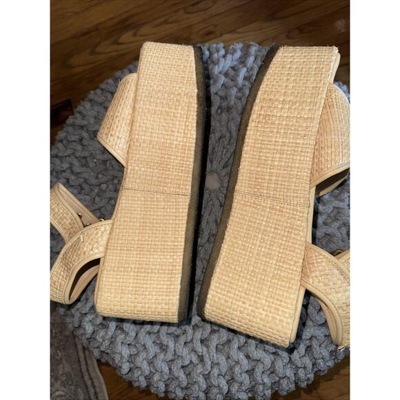 Coach Naomi Jacord Straw Platform Sandals 8 Women’s Vacation - Picture 7 of 9